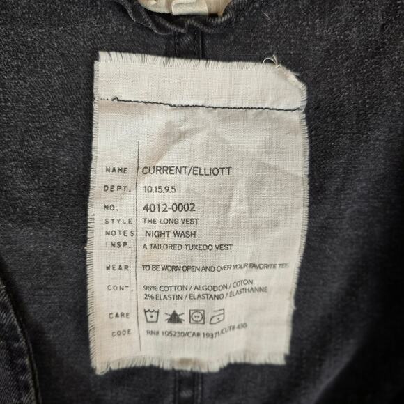 Current Elliott Womens Black Denim Vest sz 2 - Picture 8 of 10